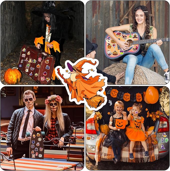XZENTIRA, Halloween Cartoon Pumpkin Themed Stickers, Vinyl Waterproof Holiday - Image 4