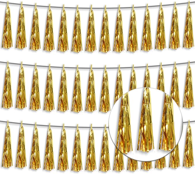 3P Metallic Fringe Tassel Banner Garland Foil Tinsel Streamer Wall Hanging by Xuuf