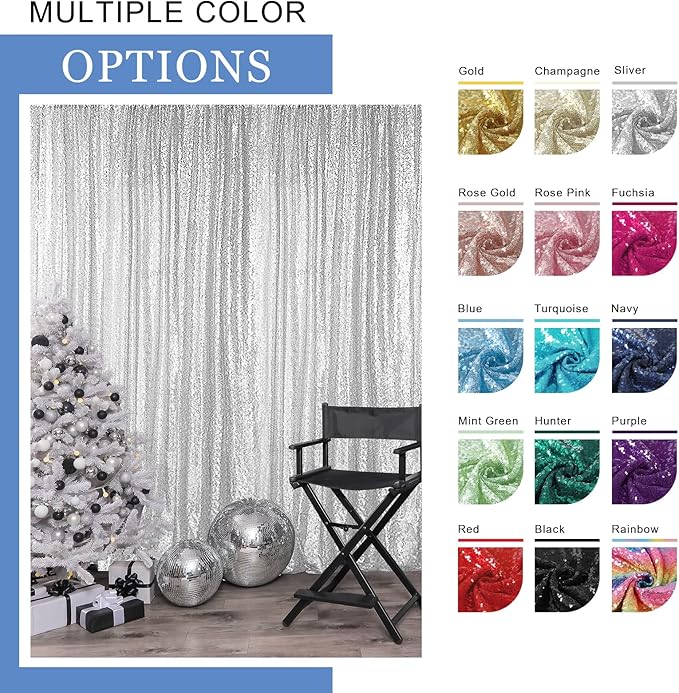 Hahuho Fuchsia Sequin Backdrop Curtain, Party Decoration（4 Panels, 2FT x 8FT - Image 5