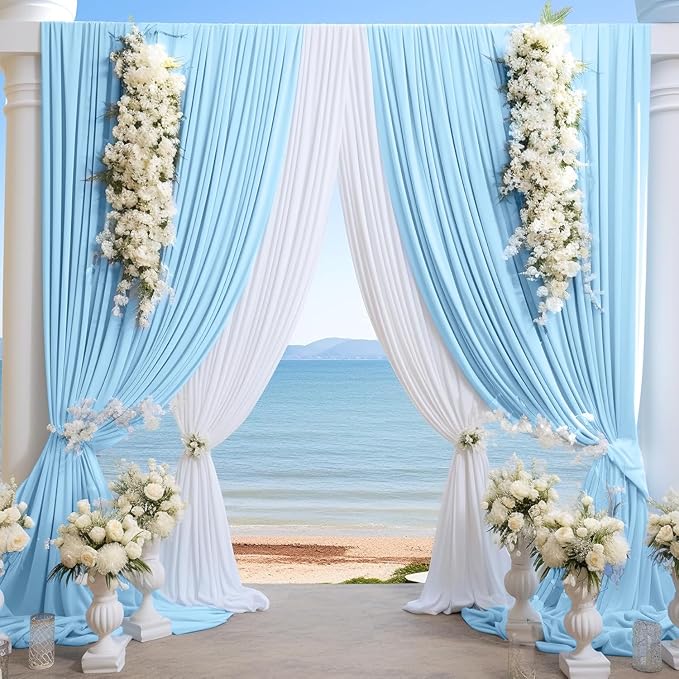 20 x 10ft Wrinkle Free Dusty Blue Backdrop Curtains - Image 8