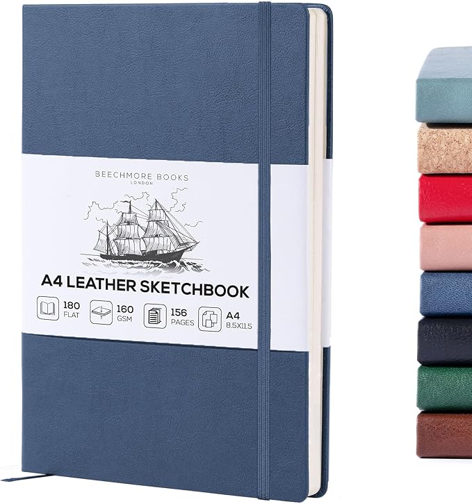 Beechmore Books A4 Sketchbook – 8.5x11 Premium Vegan Leather Bound Large Sketch by BeechmoreBooks