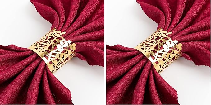 100pcs Disposable Rose Flower Paper Napkin Rings Laser Cut Foil Paper Napkin by NPKRRSK