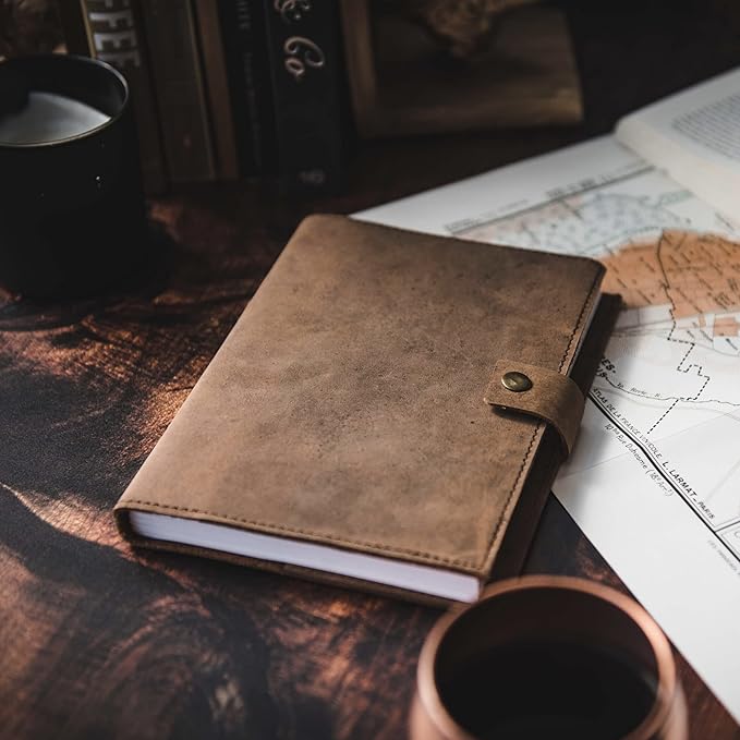Refillable Leather Journal | Premium Lined A5 Notebook Cover | 200 Ruled - Image 3