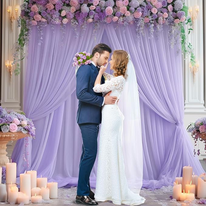 10x10ft Purple Tulle Backdrop Curtain - Image 6