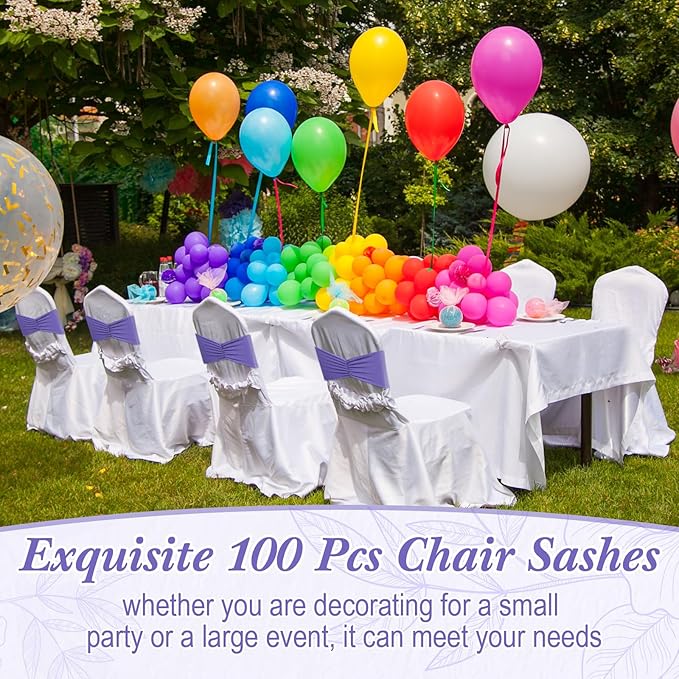 Moukeren 100 Pcs Spandex Chair Sashes Bows Bands Slider Sashes - Image 5