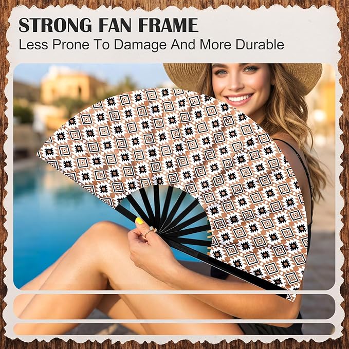 Thyle 6 Pcs Large Folding Fan for Line Dancing Bulk Boots on The Ground Hand - Image 5