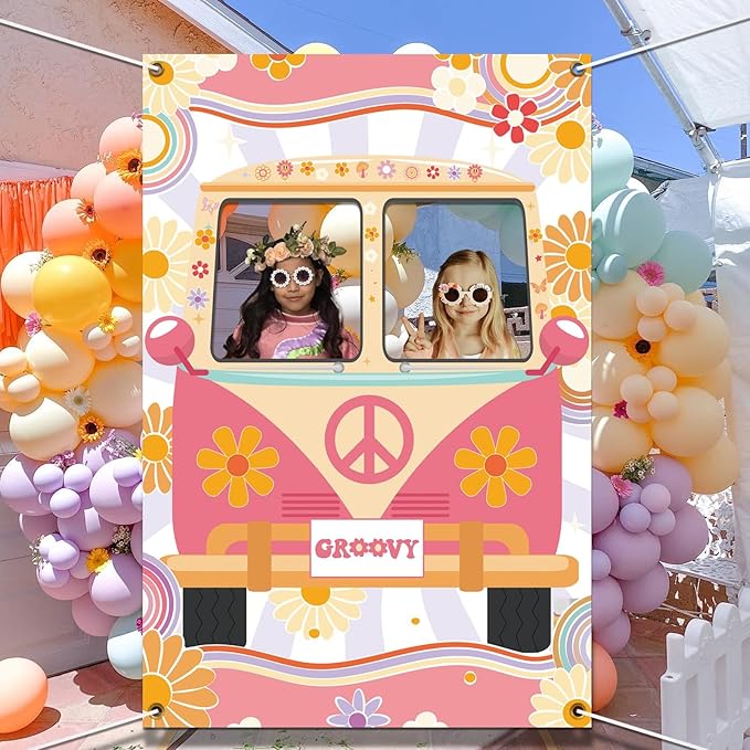 Hippie Photo Booth Props, Hippie Bus Prop Groovy Bus Photo Booth - Image 3