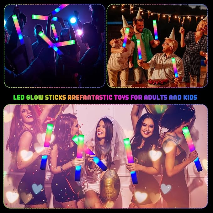 LifBetter Light Up Glow Sticks Bulk, LED Foam Sticks 112 pcs Glow in The Dark - Image 6