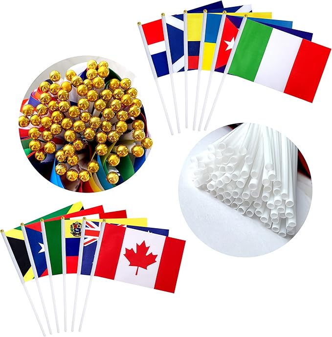200 Countries International Stick Flags of the World Small Mini Hand Held Flags - Image 3