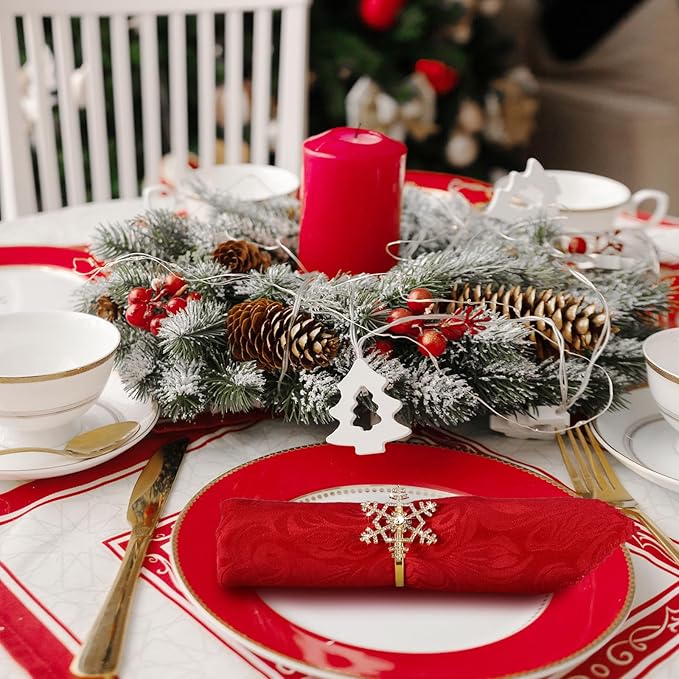 Patelai 100 Pieces Snowflake Napkin Rings Thanksgiving Christmas Napkin Holders - Image 4