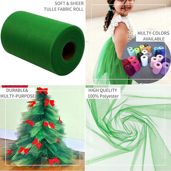 Emerald Green Tulle Fabric Rolls 6 Inch by 100 Yards Fabric Spool Tulle Ribbon - Image 7