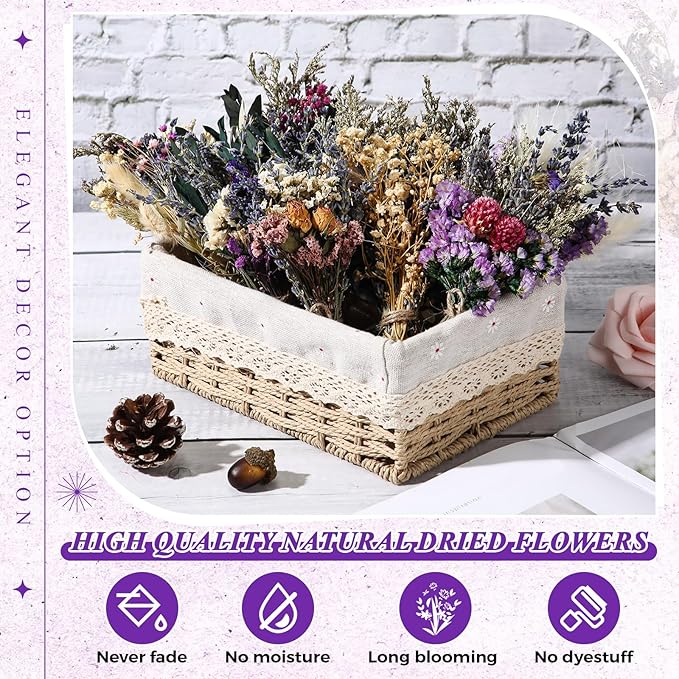 Layhit 12 Pack Boho Dried Flower Bouquet Mini Wedding Handmade Dry Flowers Decor - Image 4