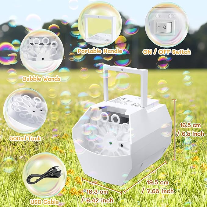 Theefun Bubble Machine: 500ML Automatic Bubble Blower Max 15000 Bubbles per Min - Image 5