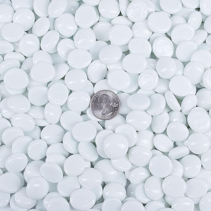 Galashield Flat Glass Marbles for Vases White Glass Gems Beads Pebbles Vase - Image 2
