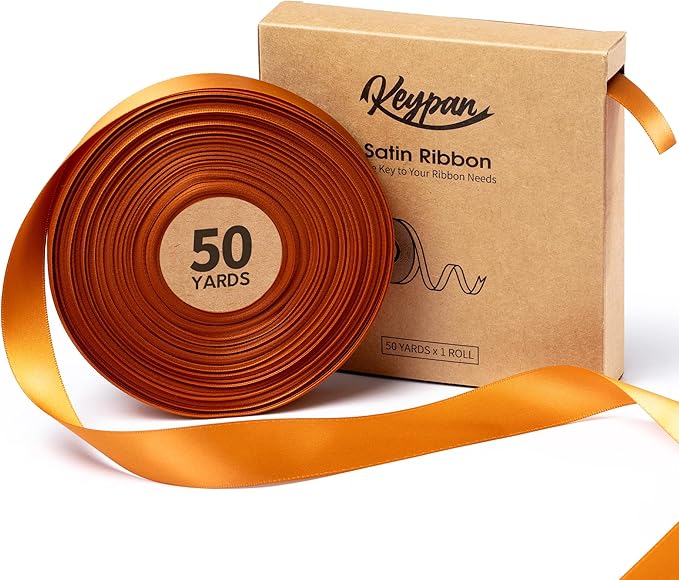 Satin Ribbon 7/8 Inch x 50 Yards Ginger Double-Faced Polyester Ribbons by Keypan