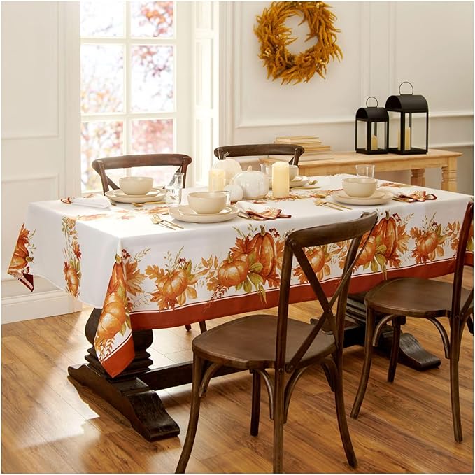Elrene Home Fashions Autumn Pumpkin Grove Wrinkle Resistant Tablecloth - Image 2