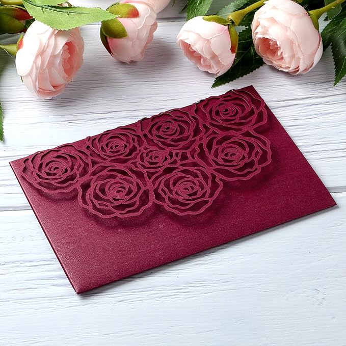 20 Pcs Laser Cut Wedding Invitations Card Pocket - Image 4