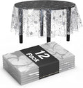Exquisite Clear Silver Star Tablecloth Plastic 12-Pack Disposable Round by Exquisite