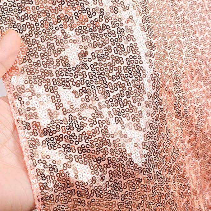 Poise3EHome 10Ft x 10Ft Rose Gold Sequin Backdrop Curtain, Glitter Thick Satin - Image 4