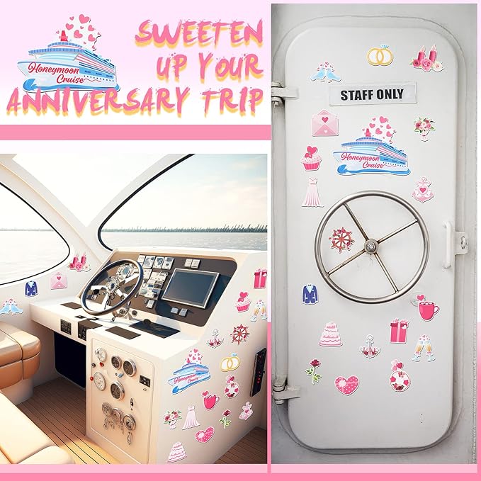 Oudain 19 Pcs Honeymoon Cruise Door Decorations Wedding Cruise Door Magnets - Image 5