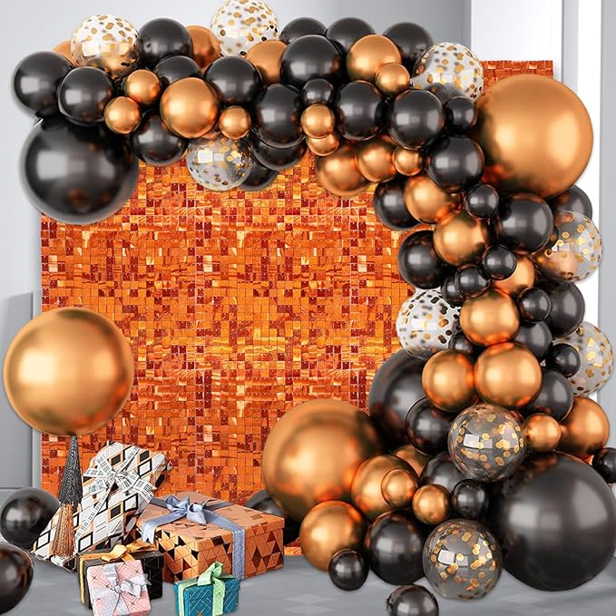 12PCS Orange Shimmer Wall Backdrop, Laser Square Sequin Photo Backdrops Panel - Image 6