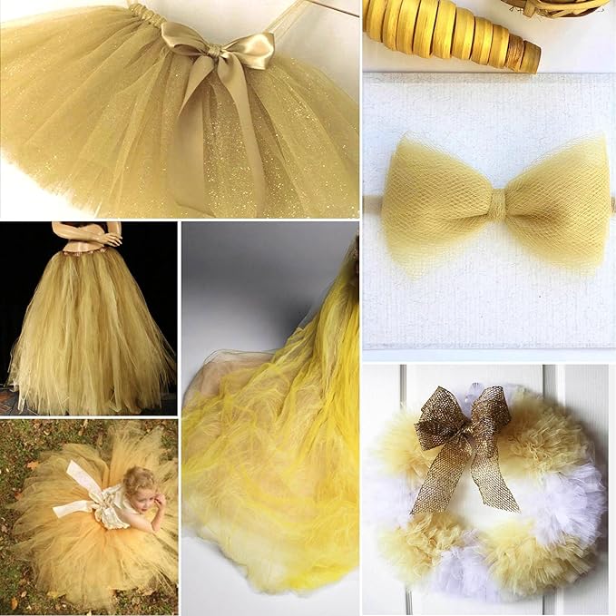 Antique Gold Tulle Fabric Rolls 54 Inch by 20 Yards Tulle Bolt Spool - Image 5