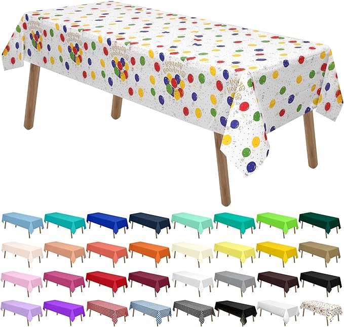 PARTY ULYJA Happy Birthday Plastic Tablecloths 2 Pack Rainbow Disposable Table by PartyUlyja