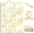 JarThenaAMCS 100 Sheets Floral Tissue Paper Gold Flower Gift Wrapping Paper by JarThenaAMCS