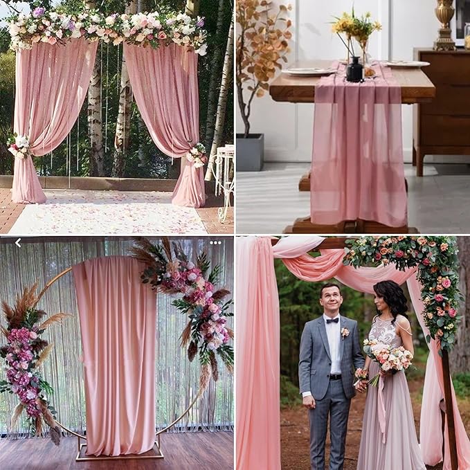 6 Panels Dusty Rose Wedding Arch Drapery 28" x 20Ft Outdoor Curtain Drapes - Image 4