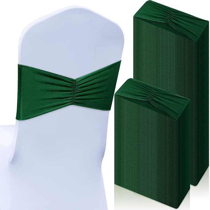 Moukeren 100 Pcs Spandex Chair Sashes Bows Bands Slider Sashes by Moukeren
