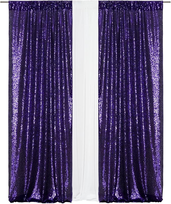 Eternal Beauty Sequin Backdrop Curtains, 3x7 Ft-2 Panels Purple Back Drop - Image 3