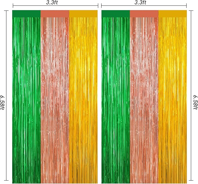 GCB 2Pack Blue Red Foil Curtain Backdrop Blue Metallic Tinsel Foil Fringe - Image 2