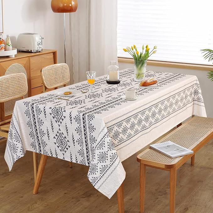 MYSKY HOME 60x102 Boho Rectangle Tablecloth Linen Farmhouse Tablecloth - Image 6