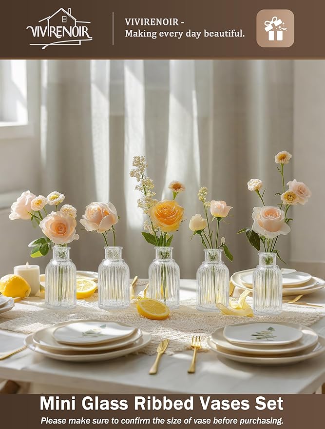 Glass Bud Vases Set of 36, Small Flower Vase in Bulk, Modern Wedding Reception - Image 2
