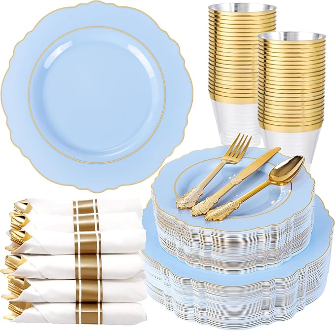Liacere 350PCS Bule Plastic Plates by Liacere