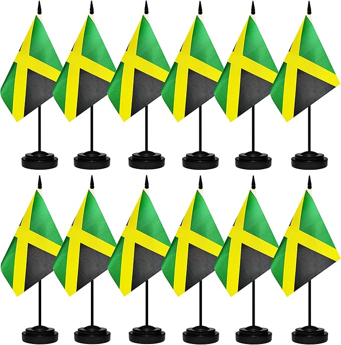 12 Pack Jamaica Desk Flags Set, Jamaican Small Mini Table Office Flags by BCLin