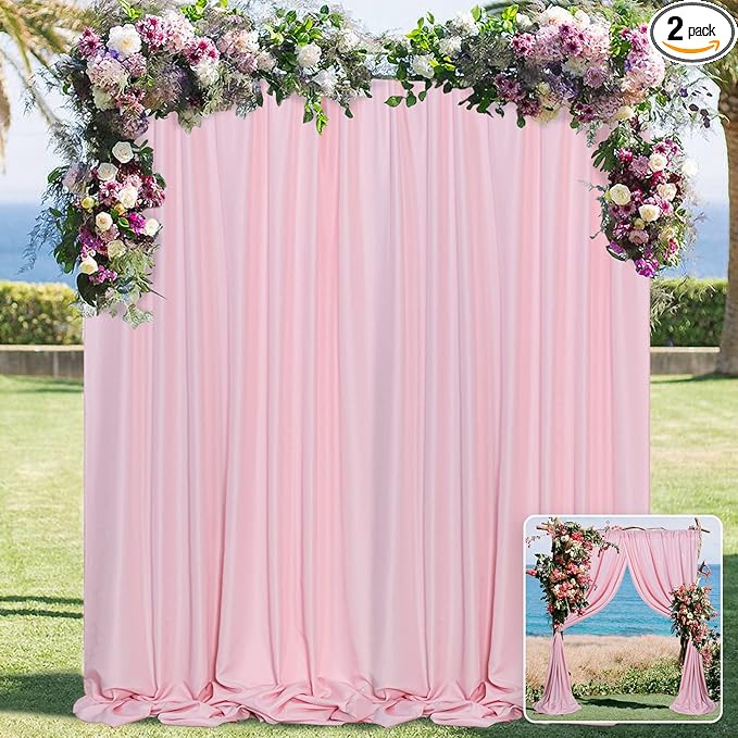 Pink Backdrop Curtain for Parties Rod Pocket Pink Curtains Photography Backdrop by MYSKYHOME