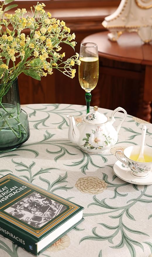 patdrea Designer Idyllic Linen Round Tablecloth, French Table Cloth - Image 4