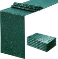 Sequin Table Runners 5 Pieces Emerald Green Table Runners 12x72 Inch Glitter by SoarDream