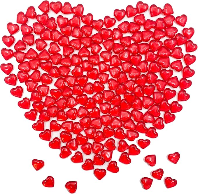 200pcs 3D Red Acrylic Heart Decorations, 22 mm Acrylic Hearts Shaped Decor by LYFJXX