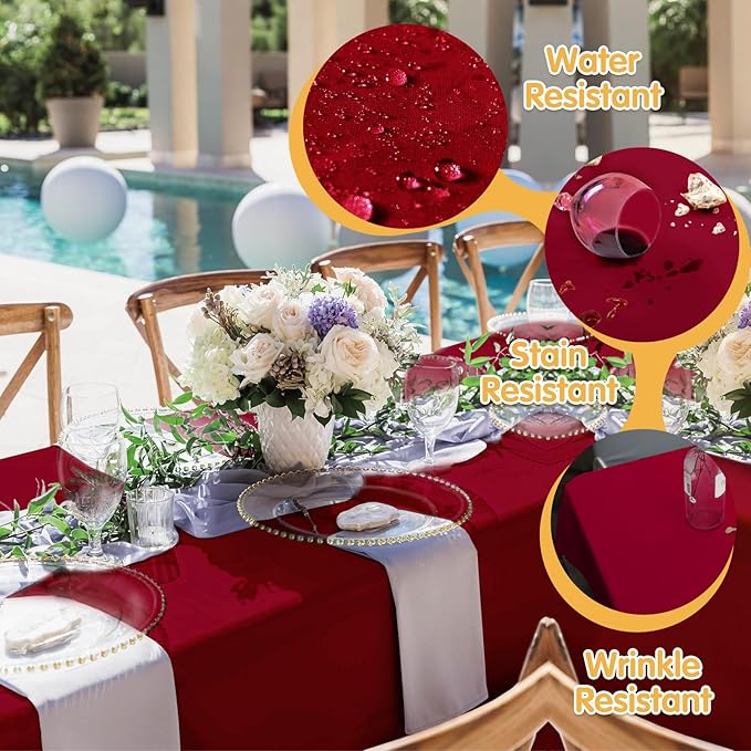 BRILLMAX 8 Pack Burgundy Tablecloths - Image 3