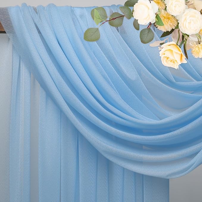 Wokceer Wedding Arch Draping Fabric 2 Panels 28.7" x 20FT Dusty Blue Drapes - Image 4