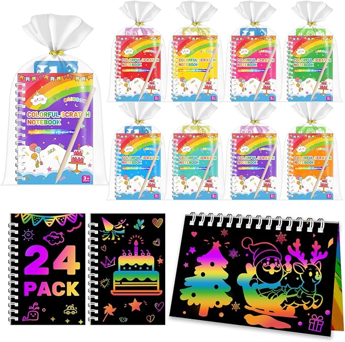 Party Favors for Kids: 24 Pack Scratch Art Notebooks by iooo