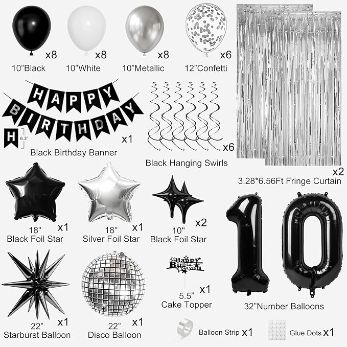 10th Birthday Decorations for Boys Girls, Fringe Curtains Kit - Image 2