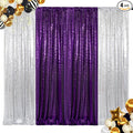 ShinyBeauty Purple and Silver Sequin Backdrop Curtains, 4 Panels 2FTx8FT by ShinyBeauty
