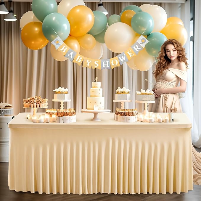 2 Pack Champagne Spandex Table Clothes - Image 5