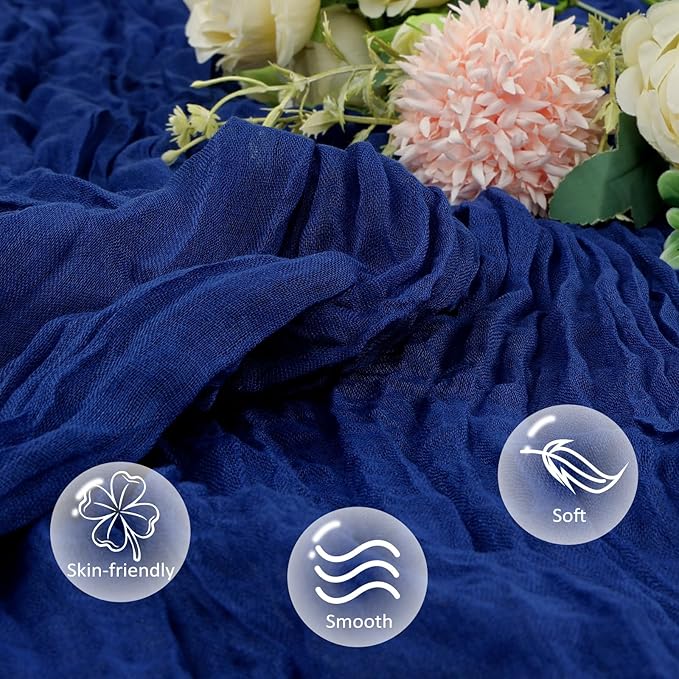 6 Pack Royal Blue Table Runner 10ft Boho Gauze Fabric Cheese Cloth Table Runner - Image 4