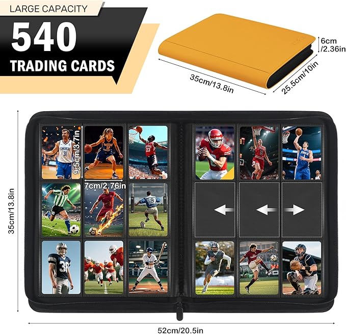 9 Pocket Card Binder, 540 Premium Zip Trading Card Binder, Double-sided Side - Image 2