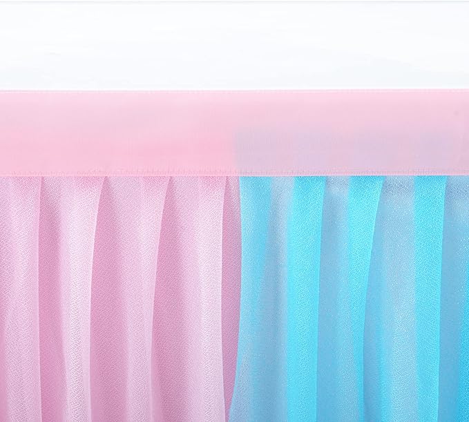 14ft Pink and Blue Table Skirt for Rectangle Tables or Round Tables Tulle Tutu - Image 7