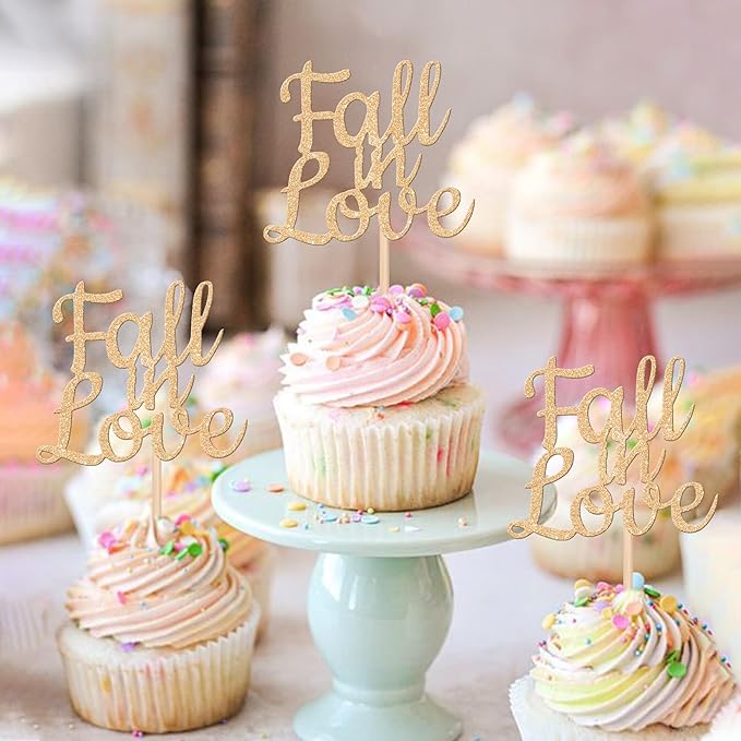 24 PCS Fall in Love Cupcake Toppers Glitter Fall Theme Bridal Shower Cupcake - Image 4